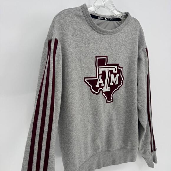 Adidas Texas A&M Aggies Gray Crewneck Sweatshirt Cropped Women's Small 3 Stripes - Picture 3 of 6
